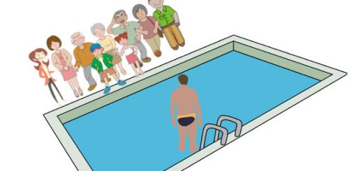 Swim Briefs in front of Family